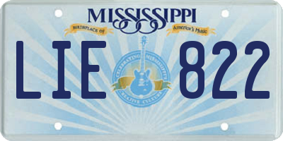 MS license plate LIE822