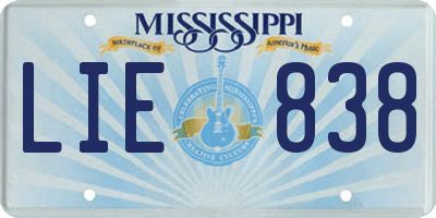 MS license plate LIE838