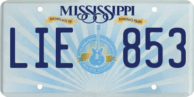 MS license plate LIE853