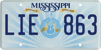 MS license plate LIE863