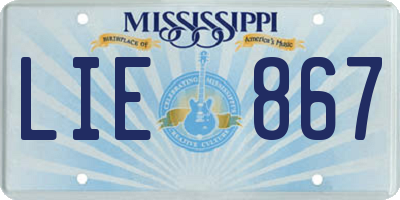 MS license plate LIE867