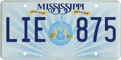 MS license plate LIE875