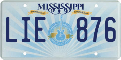 MS license plate LIE876