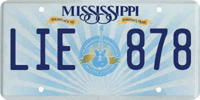 MS license plate LIE878