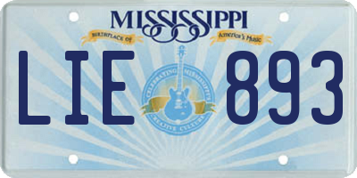 MS license plate LIE893