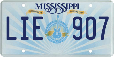 MS license plate LIE907