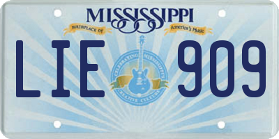 MS license plate LIE909