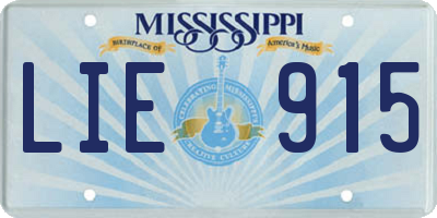 MS license plate LIE915