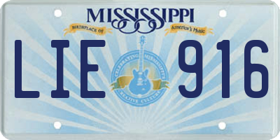 MS license plate LIE916