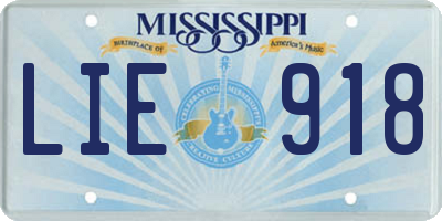 MS license plate LIE918