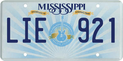 MS license plate LIE921