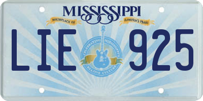 MS license plate LIE925