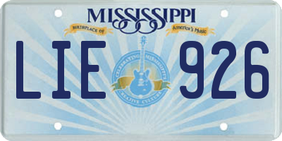 MS license plate LIE926