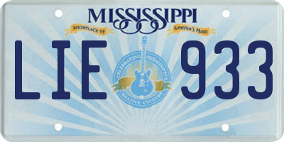 MS license plate LIE933