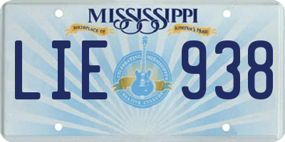 MS license plate LIE938