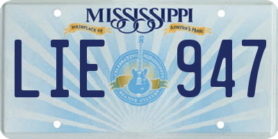 MS license plate LIE947