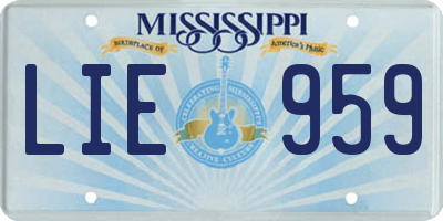 MS license plate LIE959