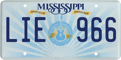 MS license plate LIE966