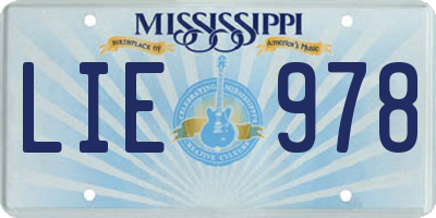 MS license plate LIE978