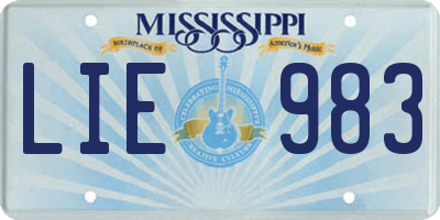 MS license plate LIE983