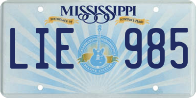 MS license plate LIE985