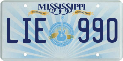 MS license plate LIE990
