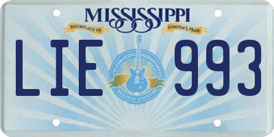 MS license plate LIE993