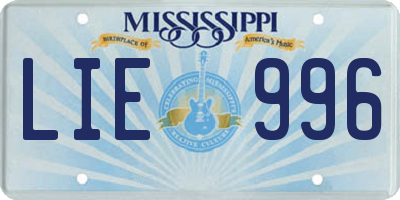 MS license plate LIE996