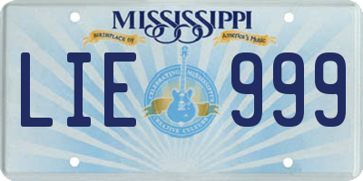 MS license plate LIE999