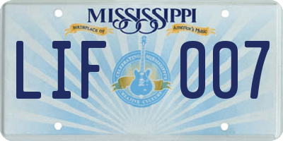 MS license plate LIF007
