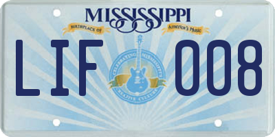 MS license plate LIF008