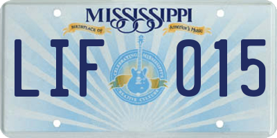 MS license plate LIF015