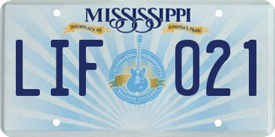 MS license plate LIF021