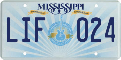 MS license plate LIF024