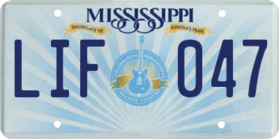 MS license plate LIF047