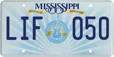 MS license plate LIF050