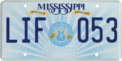 MS license plate LIF053