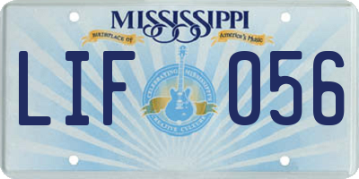 MS license plate LIF056