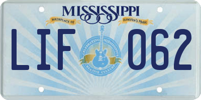 MS license plate LIF062