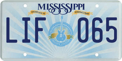 MS license plate LIF065