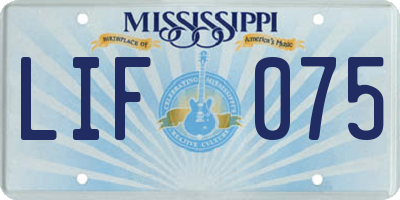 MS license plate LIF075