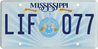 MS license plate LIF077
