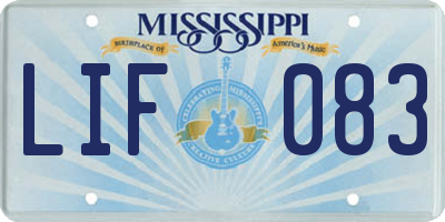 MS license plate LIF083