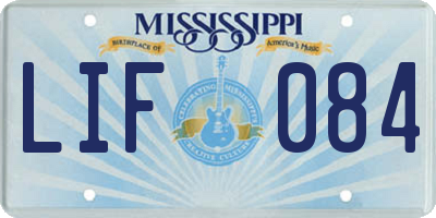 MS license plate LIF084
