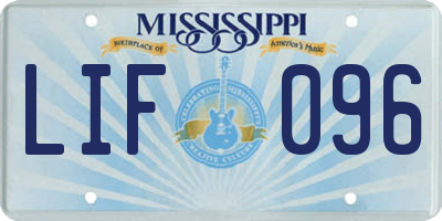 MS license plate LIF096