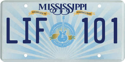 MS license plate LIF101