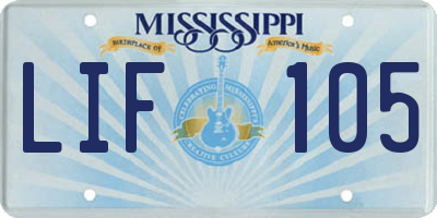 MS license plate LIF105