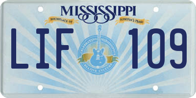 MS license plate LIF109
