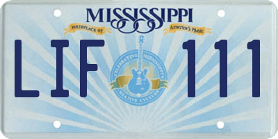 MS license plate LIF111