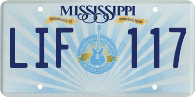 MS license plate LIF117